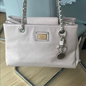 GUESS Light Pink Shoulder Bag with Silver Accents (Shannon Gilfriend Bag)